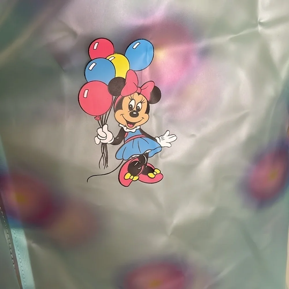 DISNEY Girls Snap Front Turquoise Polka Dot Minnie Mouse Hooded RainJacket 11/12 - Picture 6 of 10